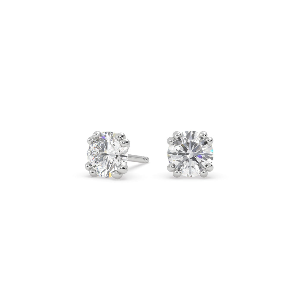 Double Prong Round Moissanite Solitaire Stud Earrings