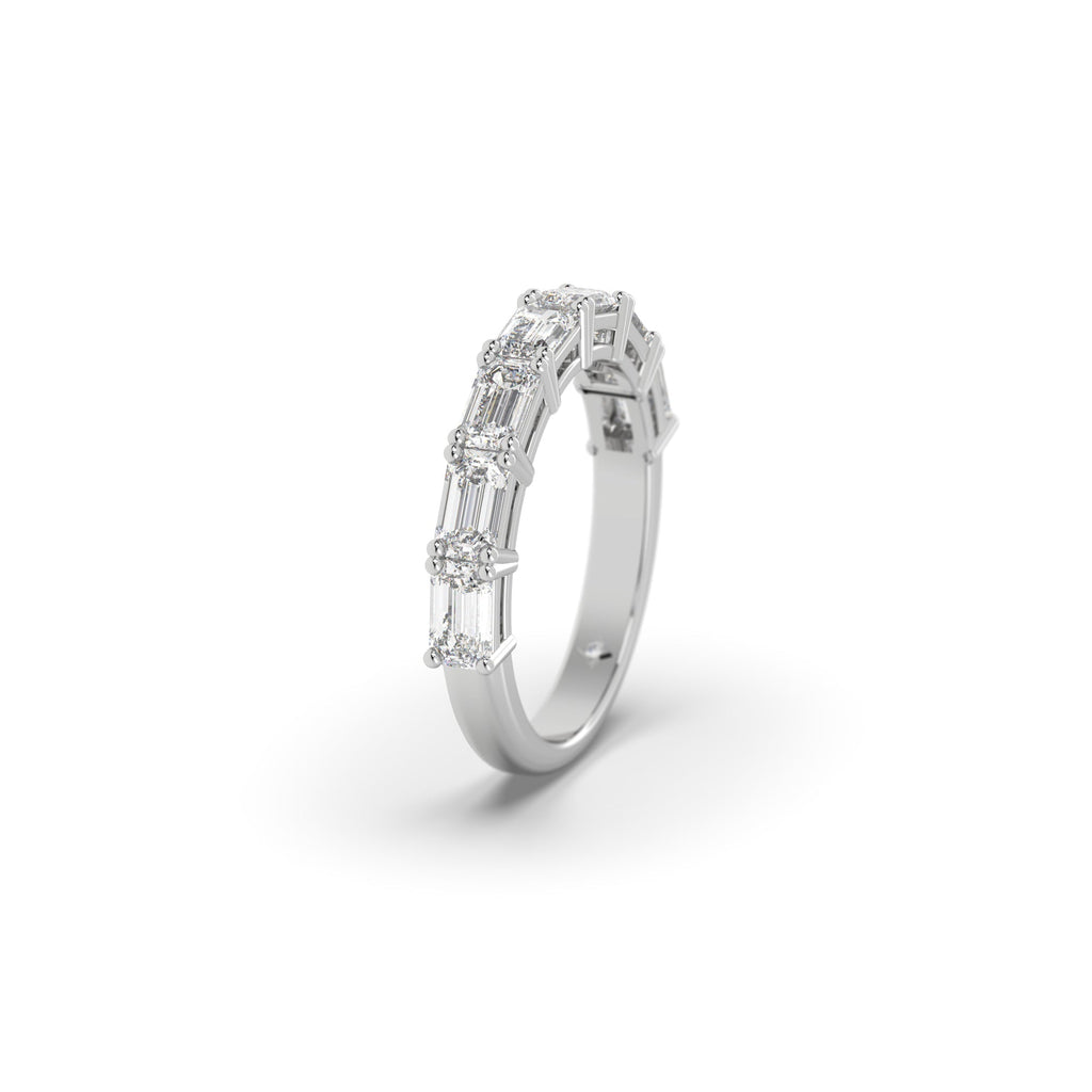 Emerald Cut Lab Created Diamond Semi Eternity Ring