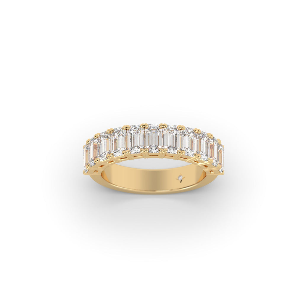Emerald Cut Lab Created Diamond Semi Eternity Wide Band Ring