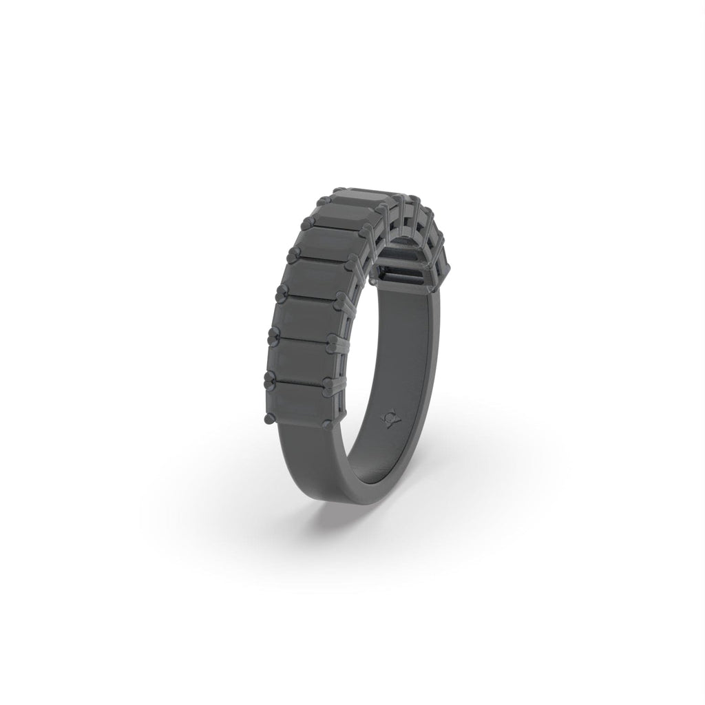 Emerald Cut Lab Created Diamond Semi Eternity Wide Band Ring