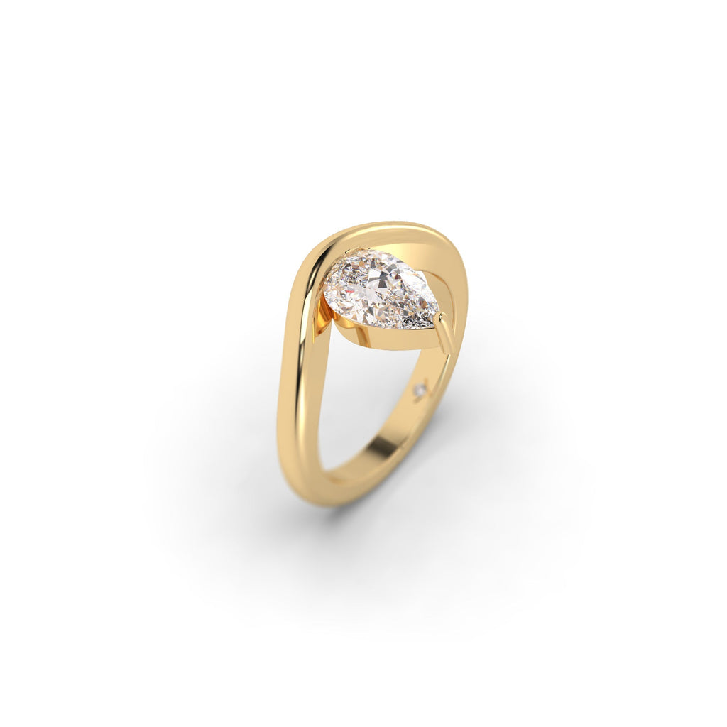 Floating Pear Shaped Lab Grown Diamond Engagement Ring