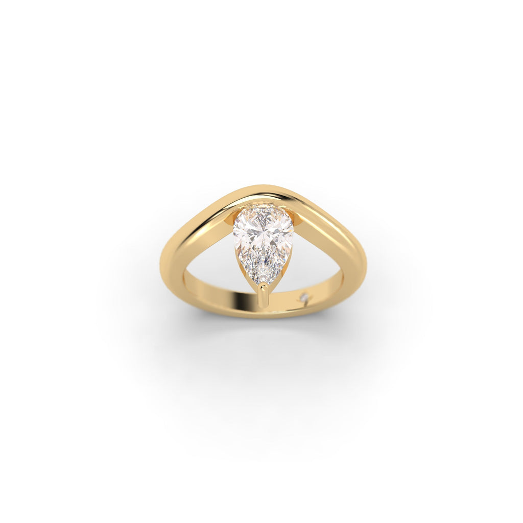 Floating Pear Shaped Lab Grown Diamond Engagement Ring