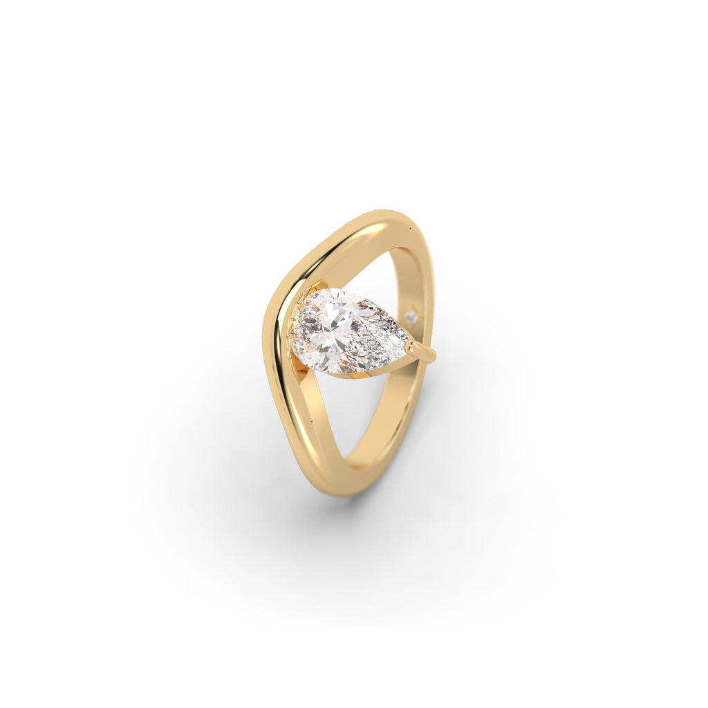 Floating Pear Shaped Lab Grown Diamond Engagement Ring