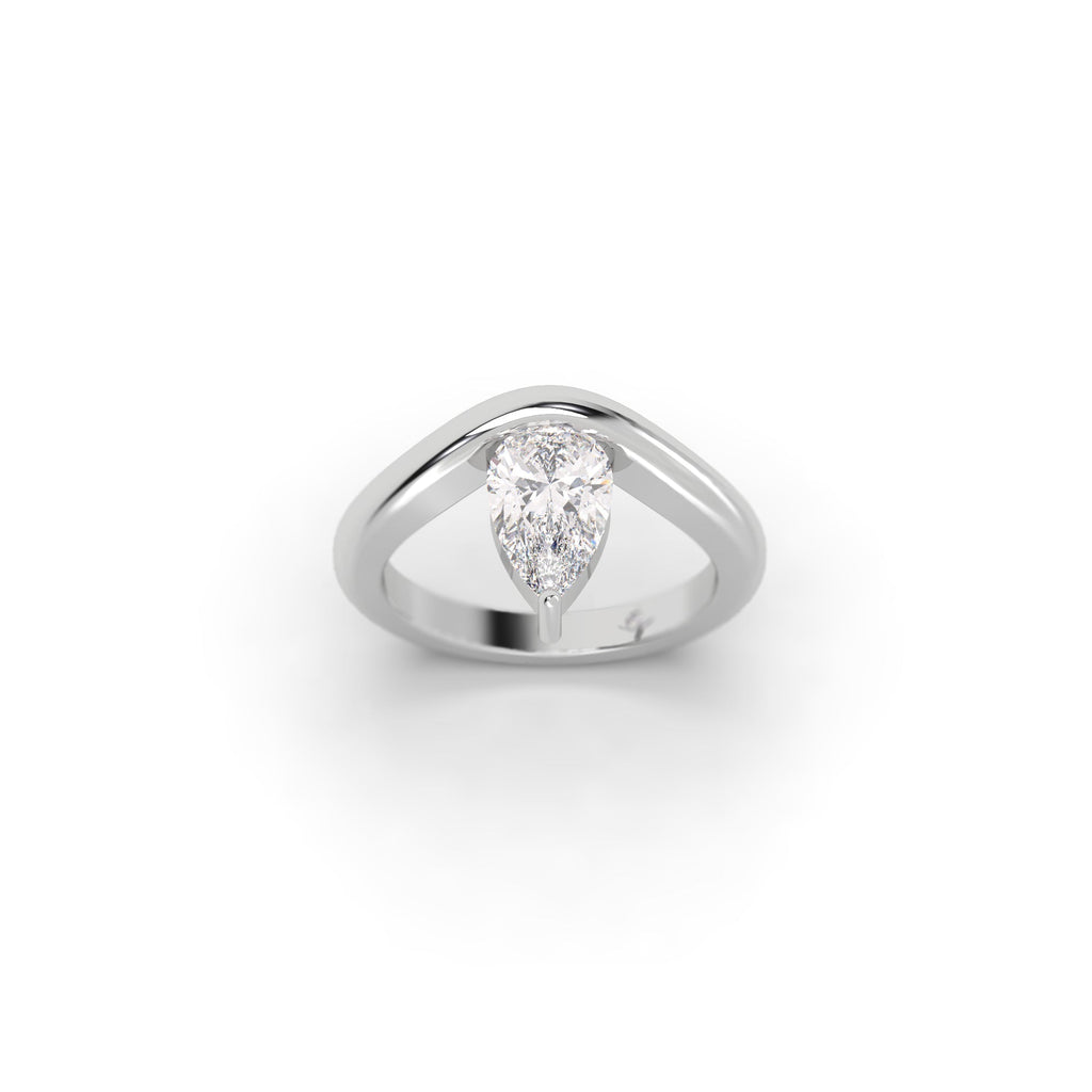 Floating Pear Shaped Lab Grown Diamond Engagement Ring