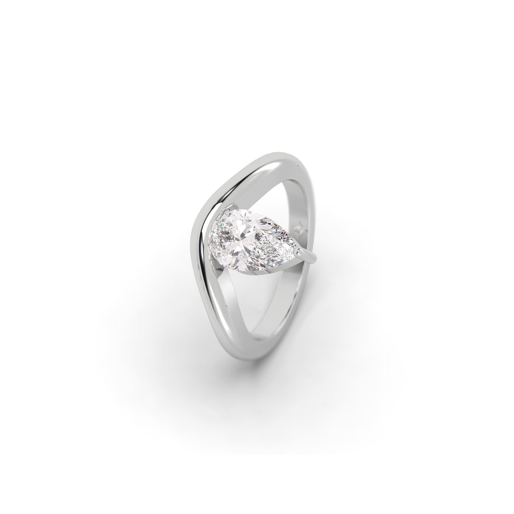 Floating Pear Shaped Lab Grown Diamond Engagement Ring