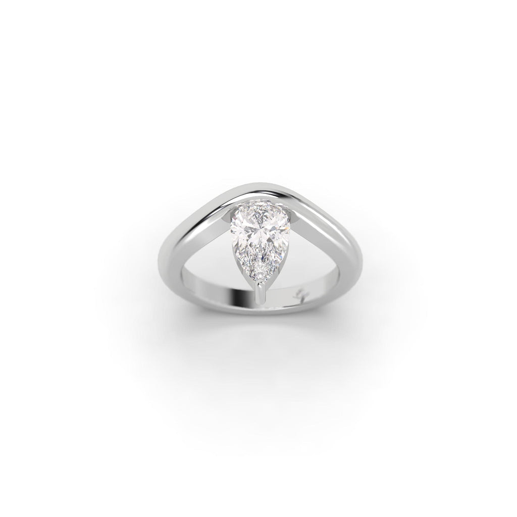 Engagement Floating Pear Shaped Moissanite Engagement Ring