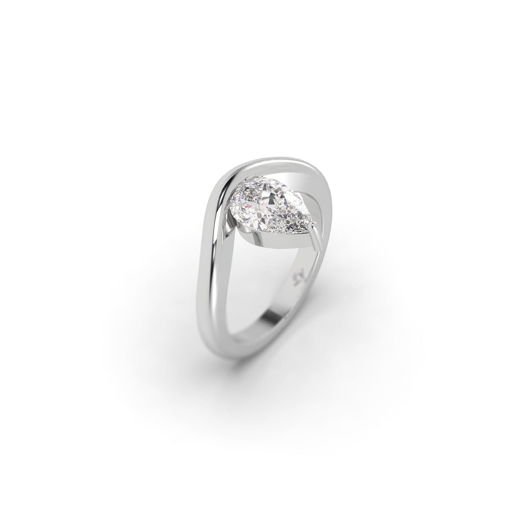 Engagement Floating Pear Shaped Moissanite Engagement Ring