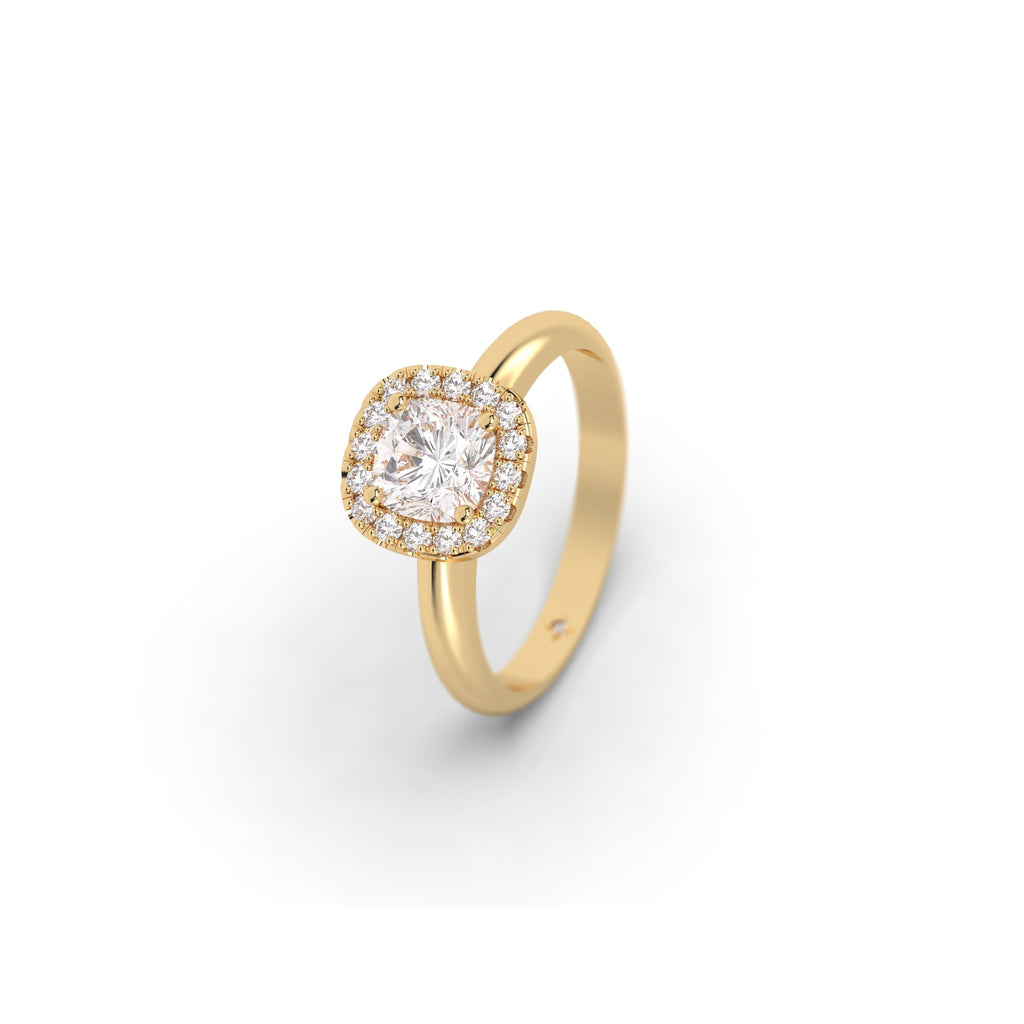 Halo Cushion Cut Natural Diamond Engagement Ring