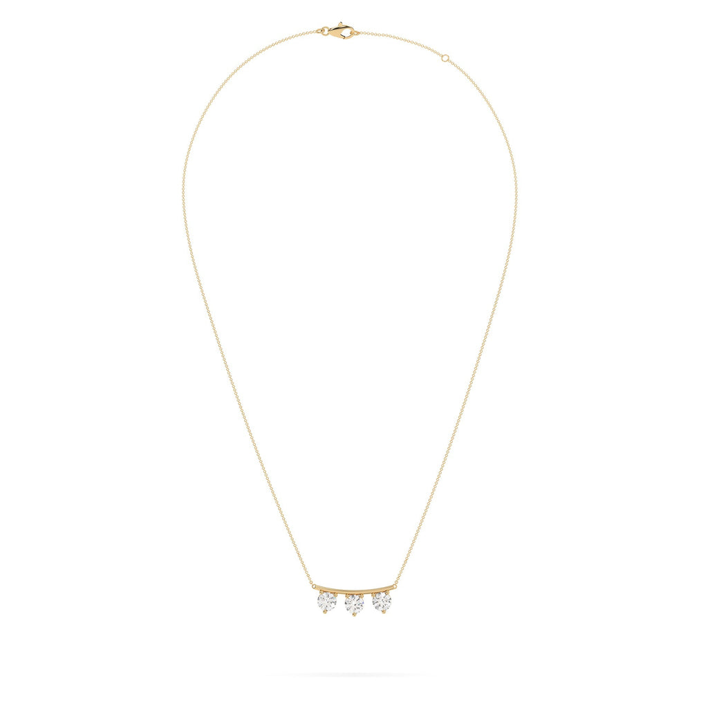 Horizontal 3-Stone Round Moissanite Bar Necklace