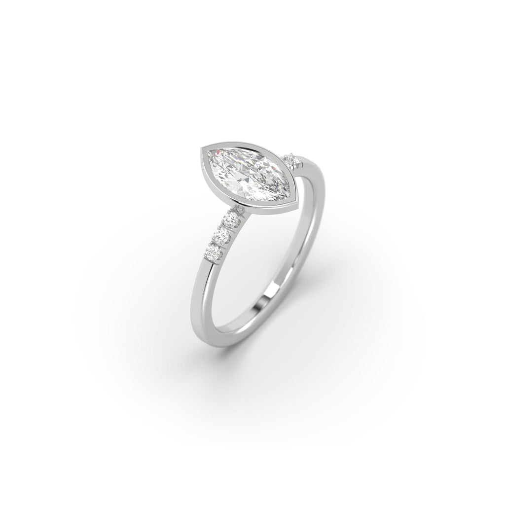 Engagement Marquise Sustainable Diamond Bezel Engagement Ring