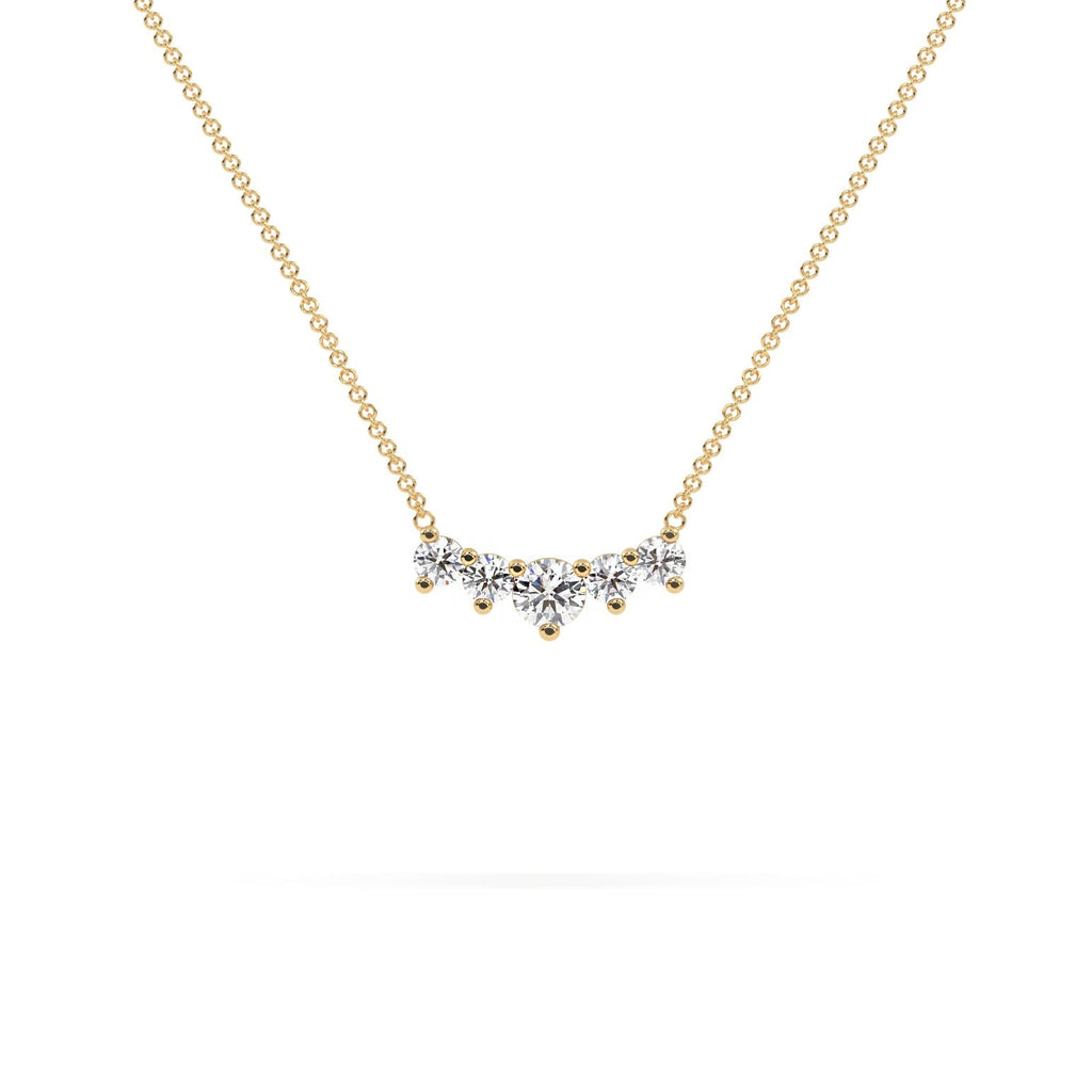 Minimalist Horizontal 5-Stone Natural Diamond Necklace