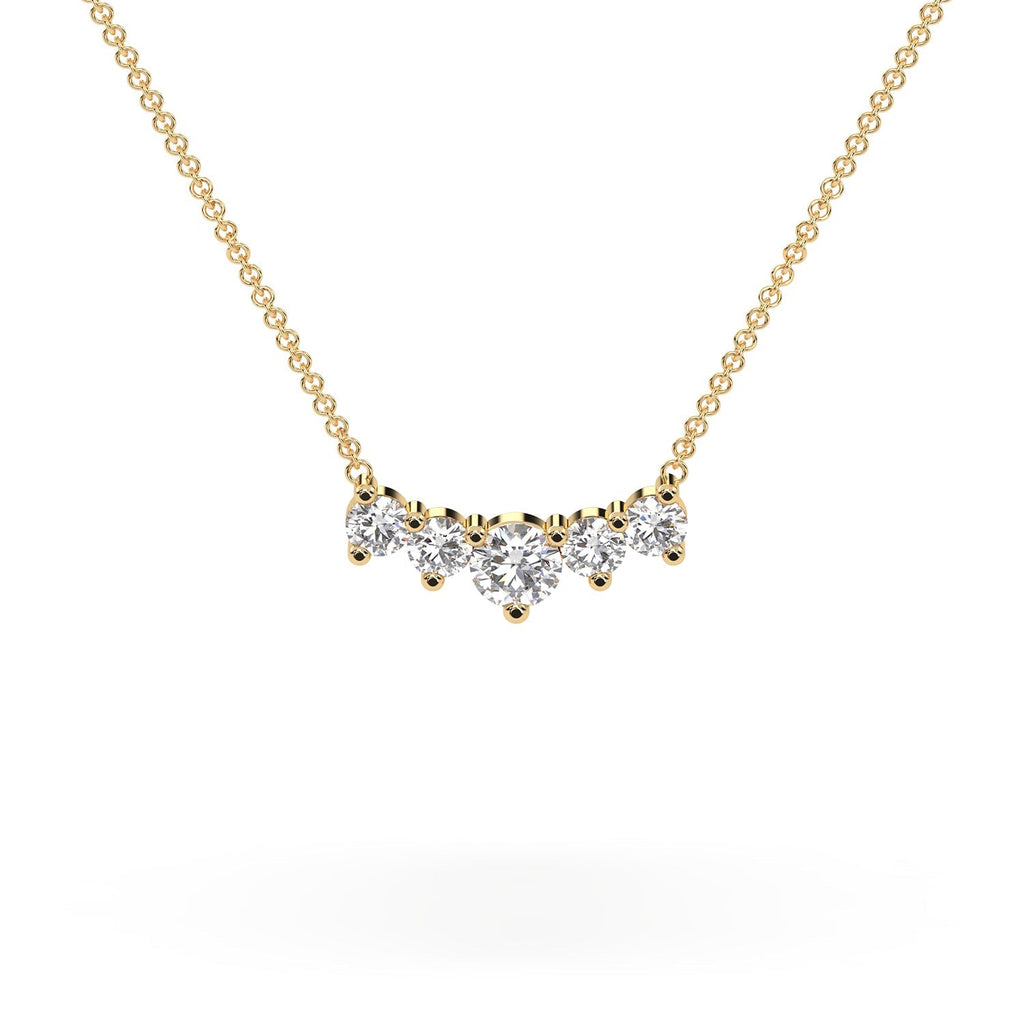 Minimalist Horizontal 5-Stone Natural Diamond Necklace