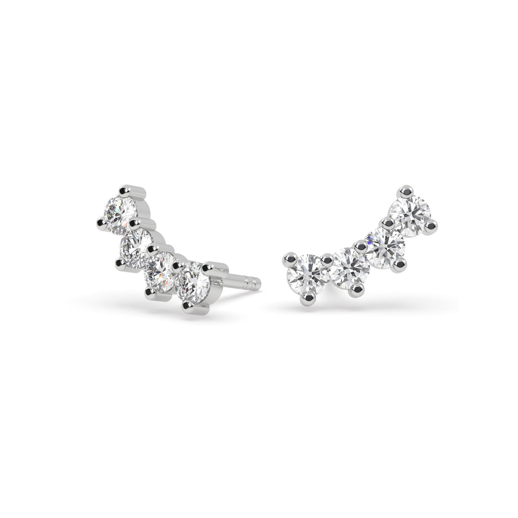 Minimalist Natural Diamond Crawler Earrings