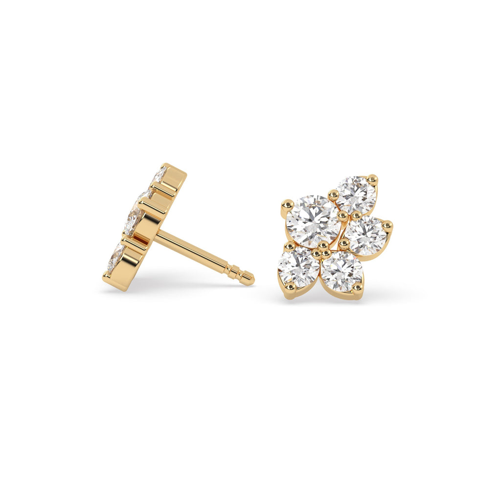Natural Diamond Cluster Crawler Stud Earrings