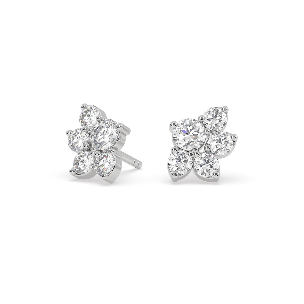 Natural Diamond Cluster Crawler Stud Earrings