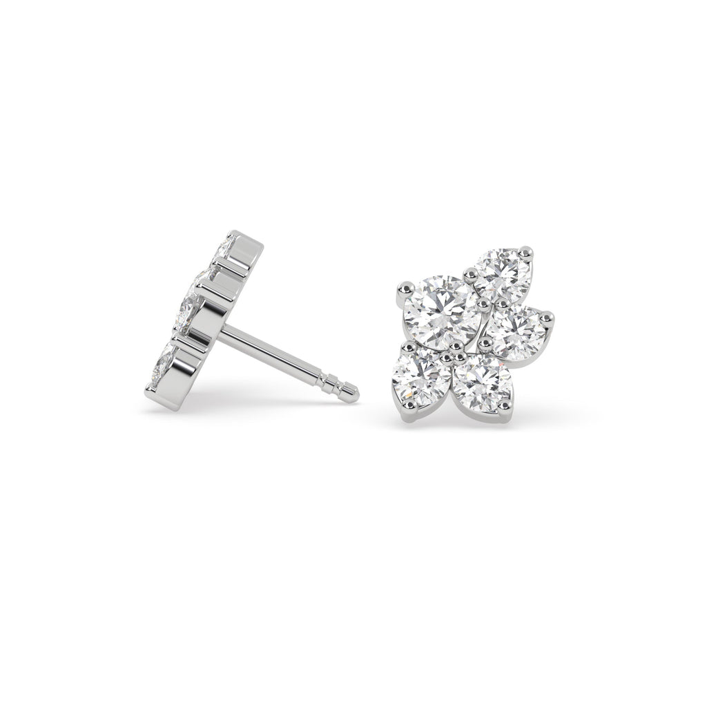 Natural Diamond Cluster Crawler Stud Earrings