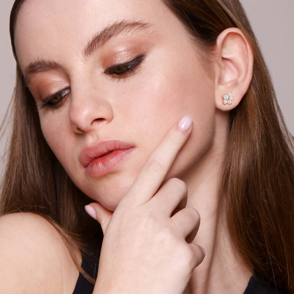 Natural Diamond Cluster Crawler Stud Earrings