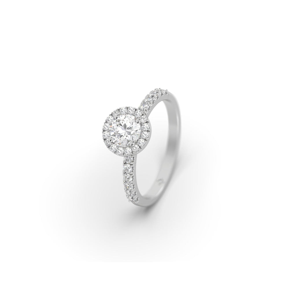 Engagement Natural Round Diamond Single Halo Engagement Ring