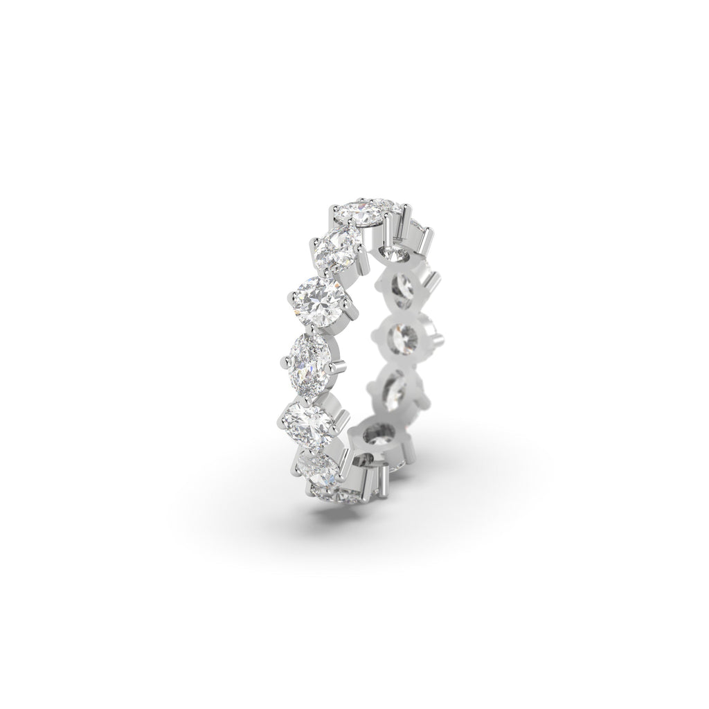Oval And Round Moissanite Gemstone Full Eternity Band