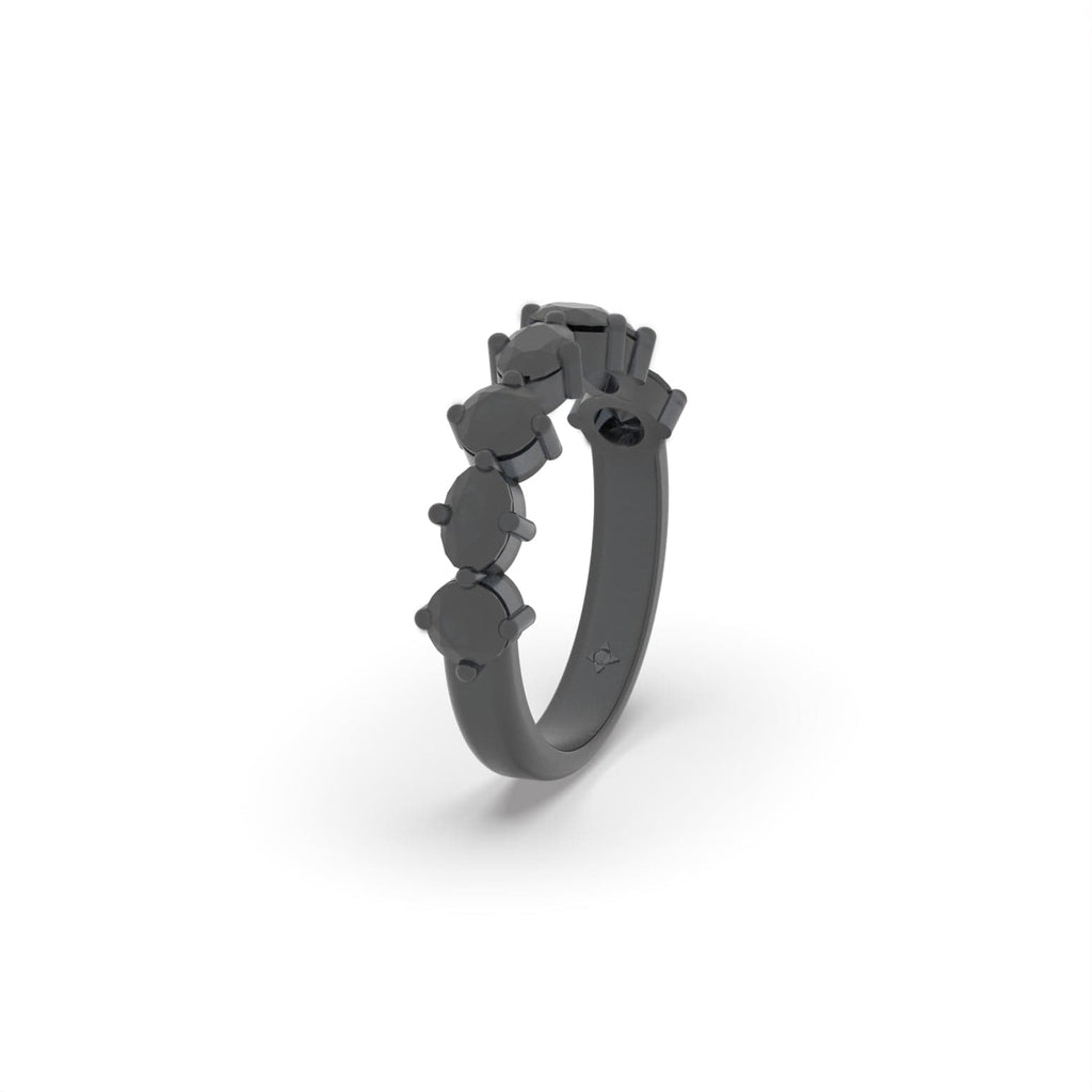 Oval And Round Moissanite Gemstone Semi Eternity Band