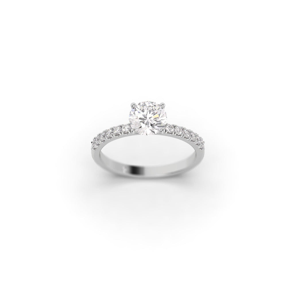 Engagement Pavé Set Clarity Enhanced Natural Round Diamond Engagement Ring