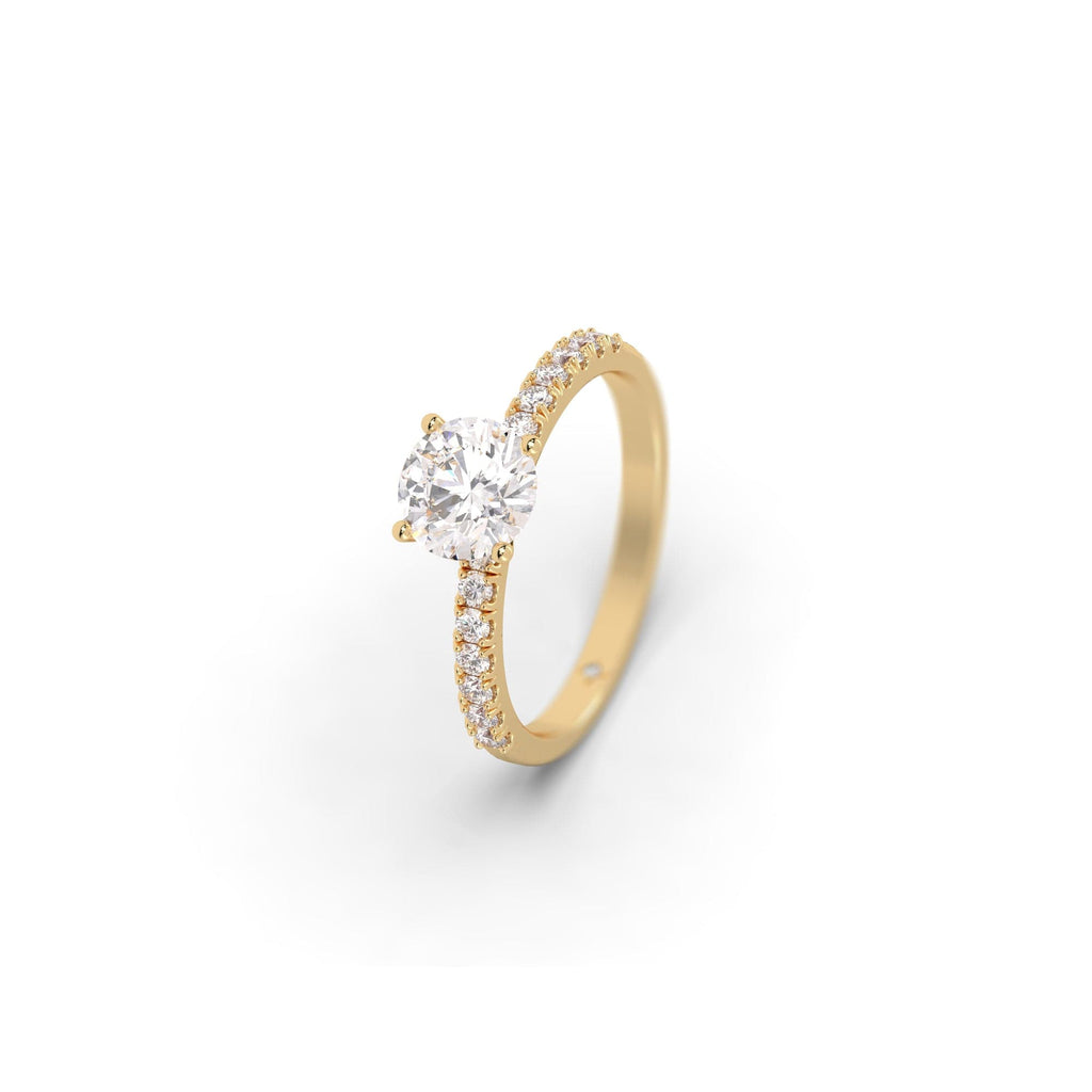 Engagement Pavé Set Clarity Enhanced Natural Round Diamond Engagement Ring