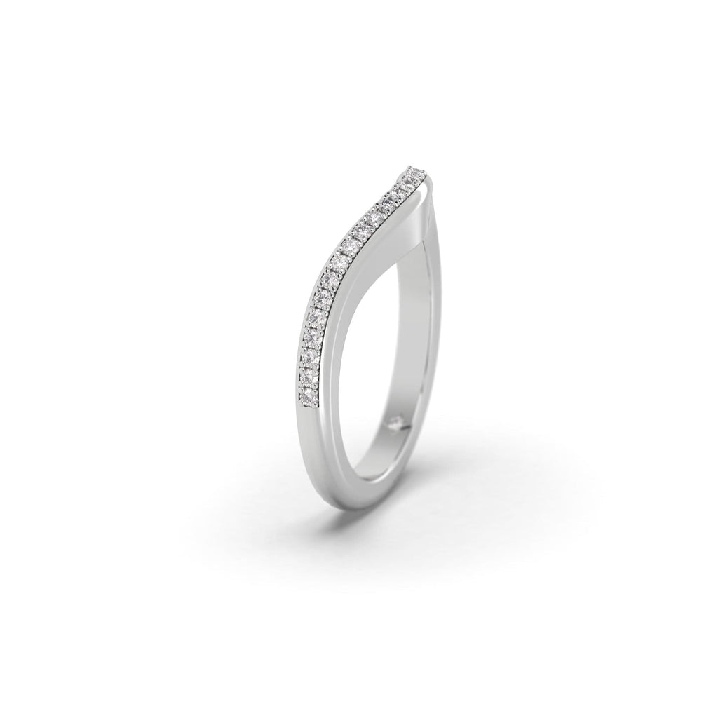 Pavé Set Curved Diamond Platinum Wedding Band Ring
