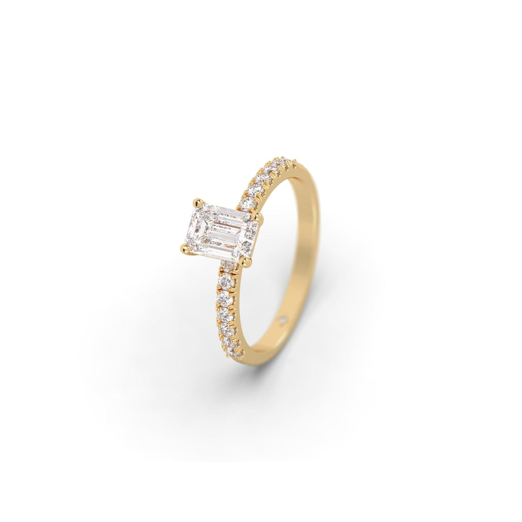Engagement Pavé Set Diamond & Emerald Moissanite Engagement Ring