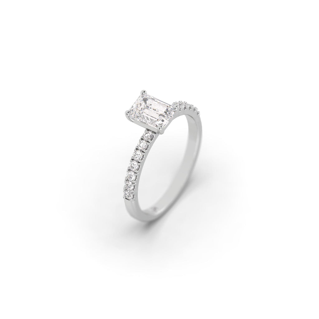 Engagement Pavé Set Diamond & Emerald Moissanite Engagement Ring