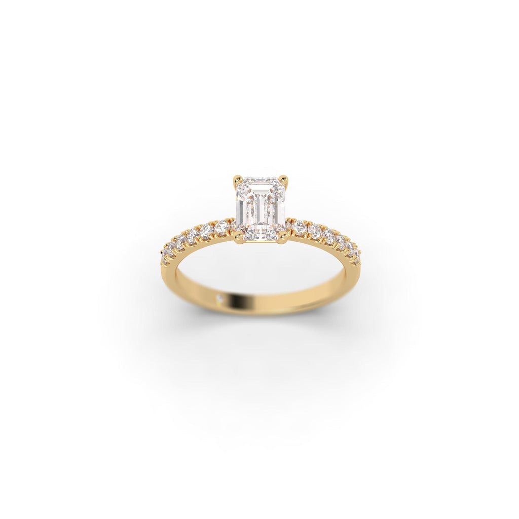 Engagement Pavé Set Diamond & Emerald Moissanite Engagement Ring