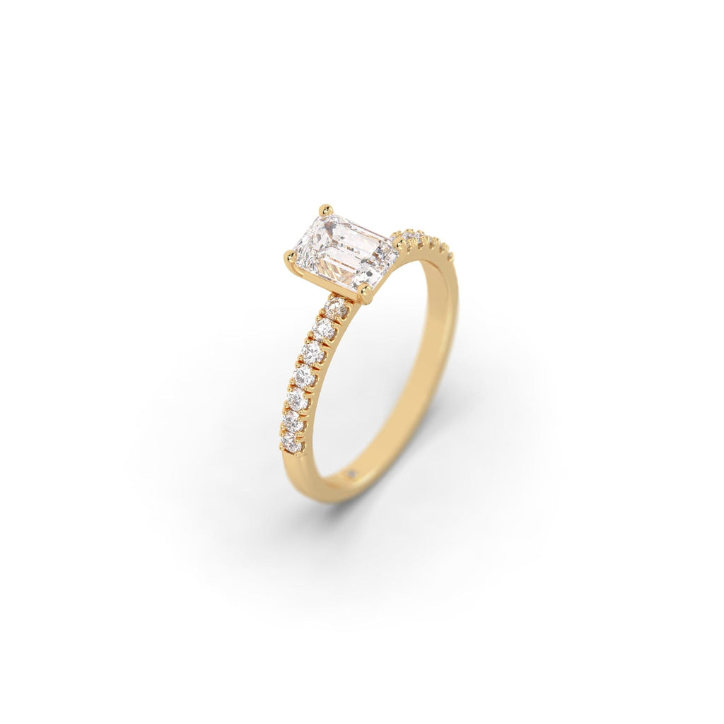 Engagement Pavé Set Diamond & Emerald Moissanite Engagement Ring