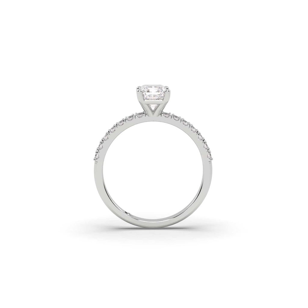 Engagement Pavé Set Diamond & Emerald Moissanite Engagement Ring
