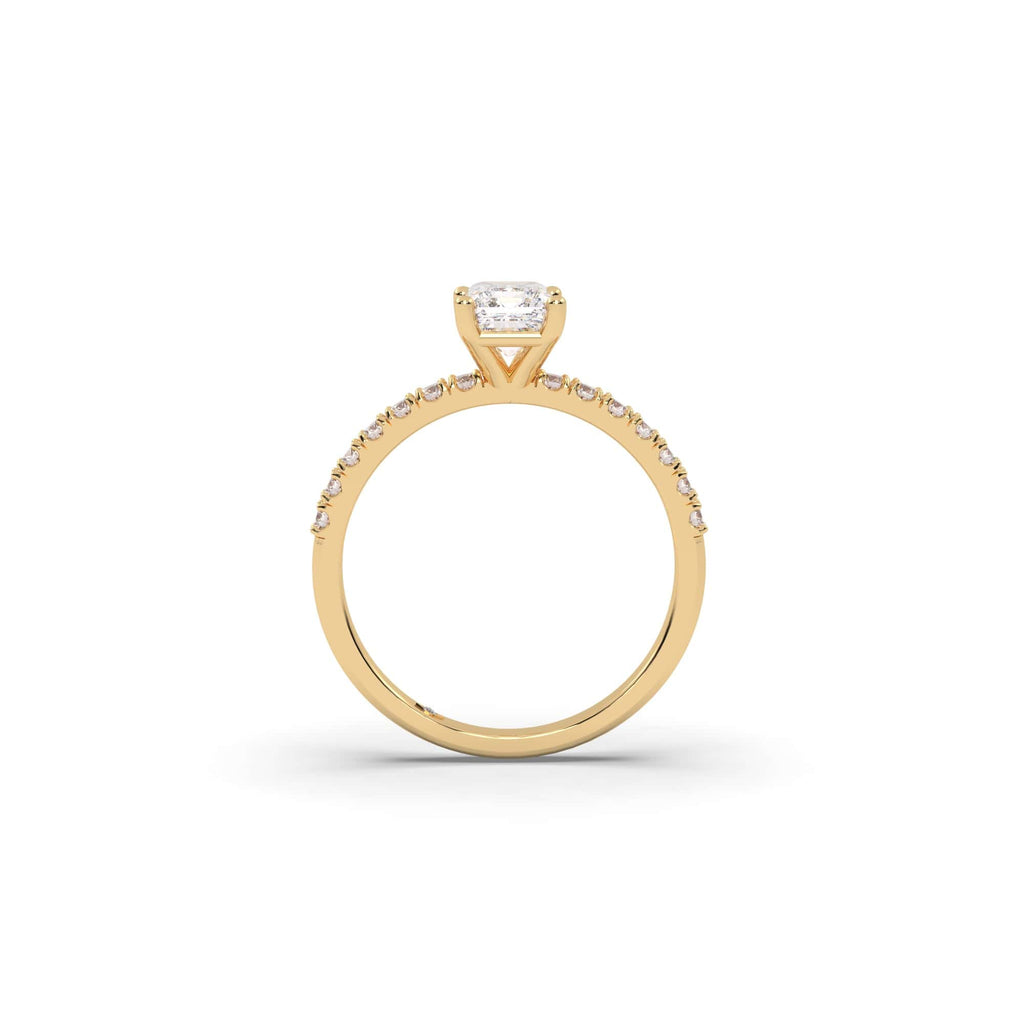 Engagement Pavé Set Diamond & Emerald Moissanite Engagement Ring
