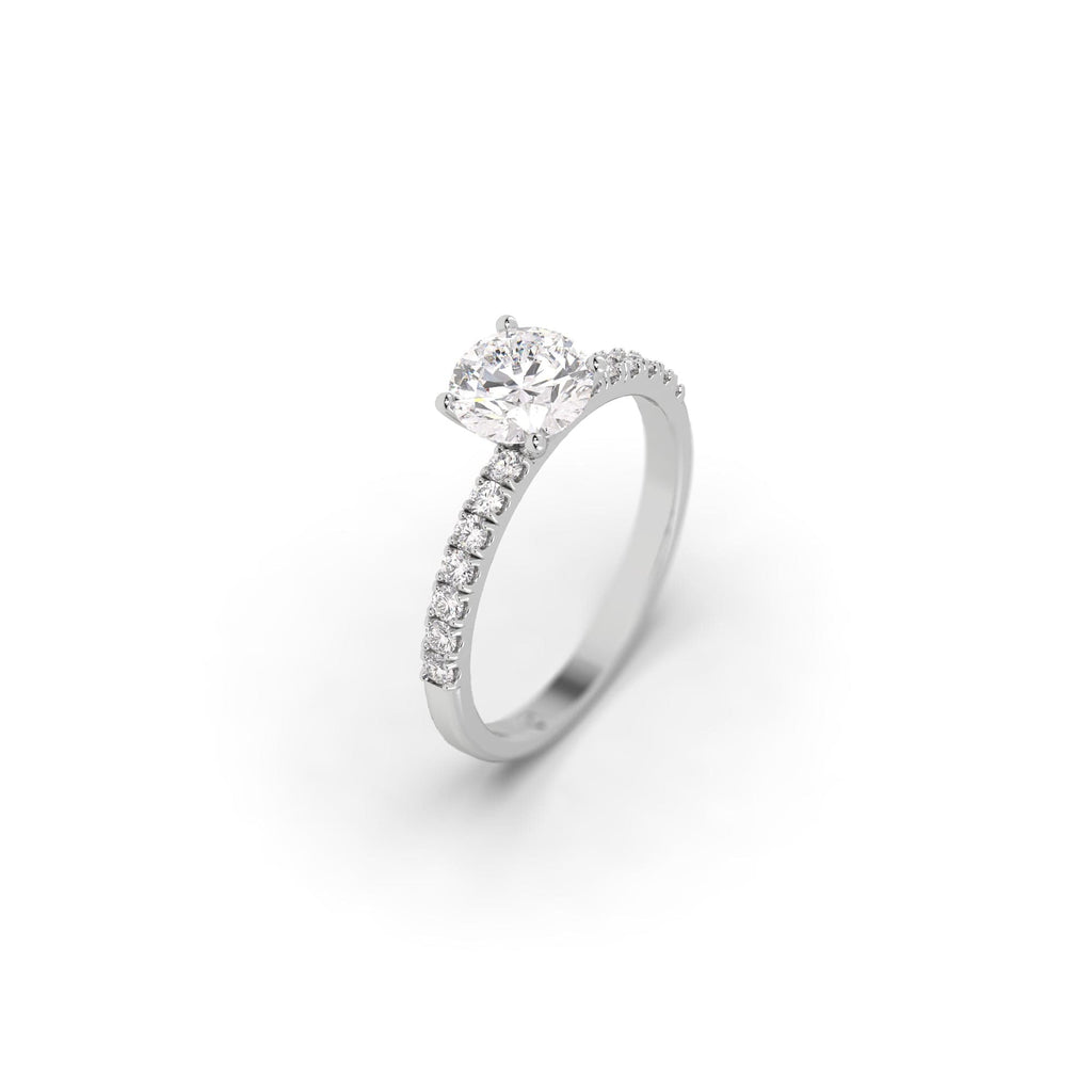 Engagement Pavé Set Diamond & Moissanite Engagement Ring