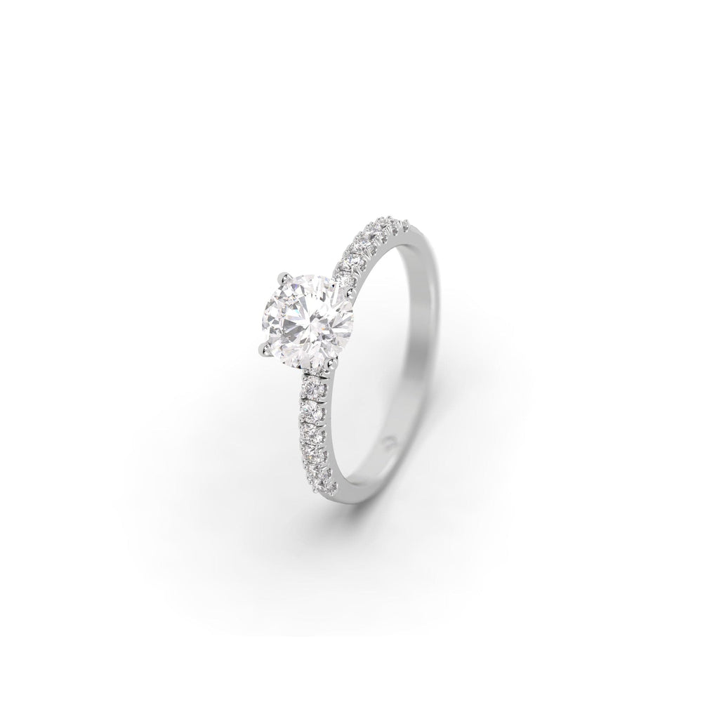 Engagement Pavé Set Diamond & Moissanite Engagement Ring