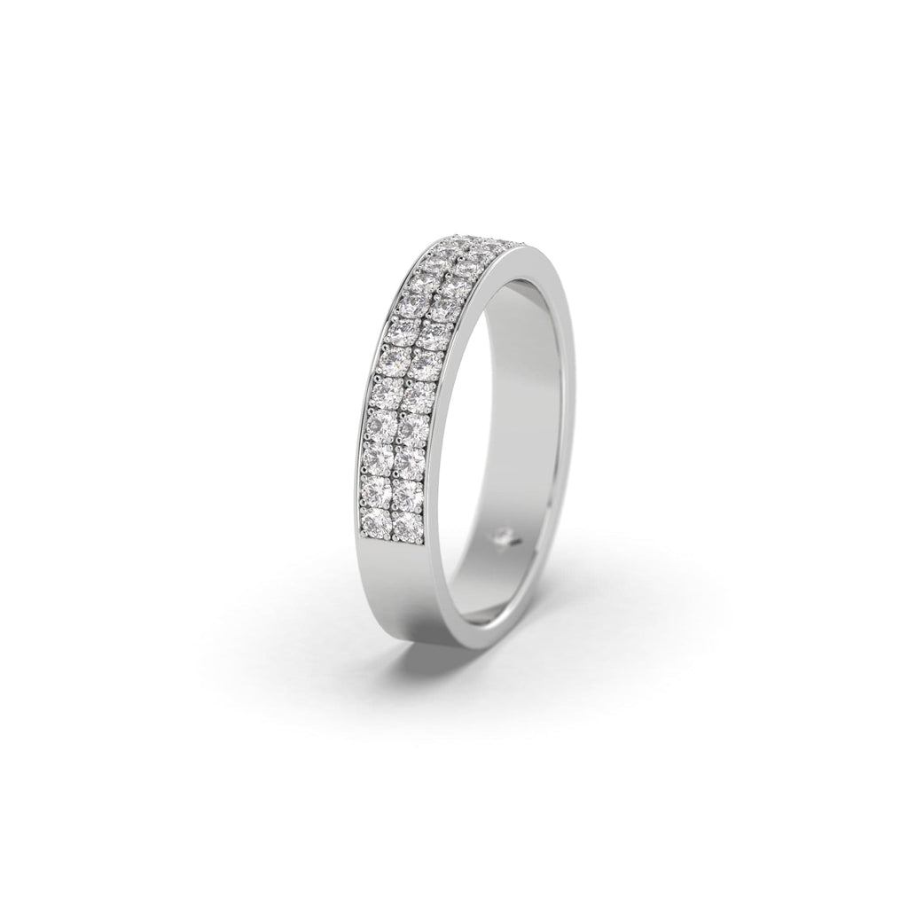 Pavé Set Double Row Diamond Platinum Wedding Band Ring