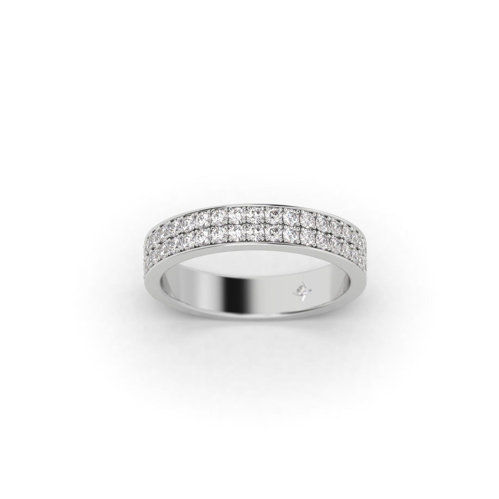 Pavé Set Double Row Diamond Platinum Wedding Band Ring