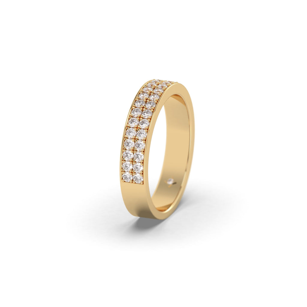 Pavé Set Double Row Diamond Wedding Band Ring
