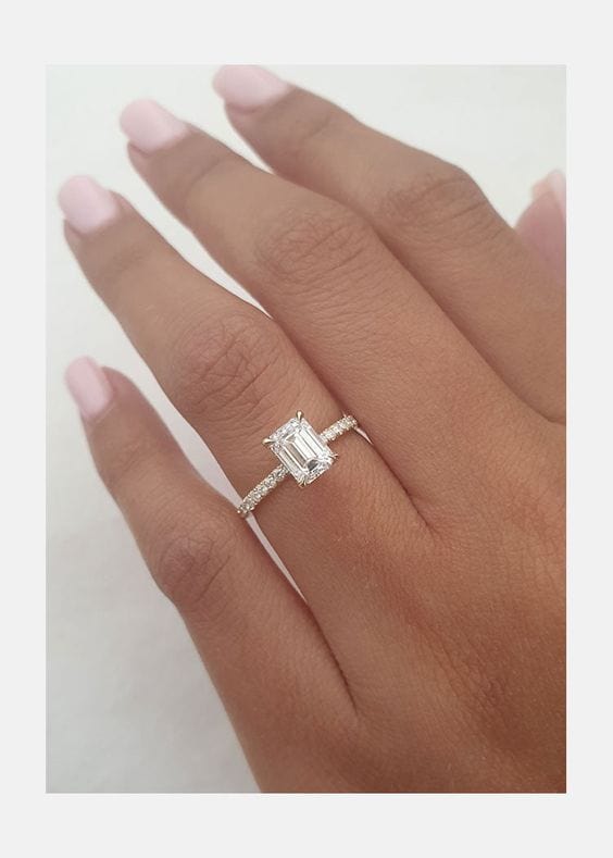 Engagement Pavé Set Lab Grown Emerald Diamond Engagement Ring