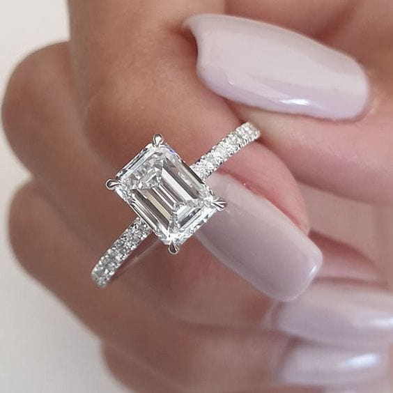 Engagement Pavé Set Lab Grown Emerald Diamond Engagement Ring