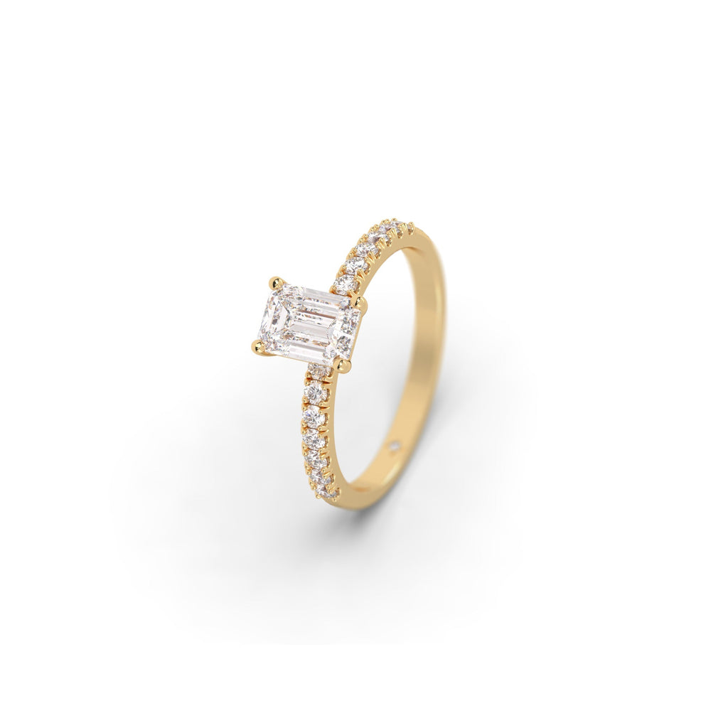 Pavé Set Natural Emerald Diamond Engagement Ring