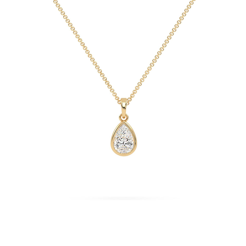 Pear-Shaped Teardrop Bezel Set Lab Grown Diamond Pendant