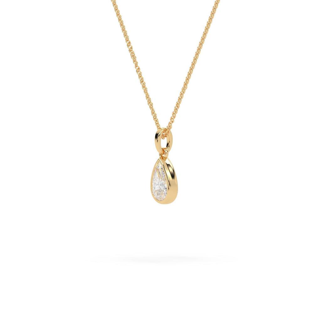 Pear-Shaped Teardrop Bezel Set Lab Grown Diamond Pendant