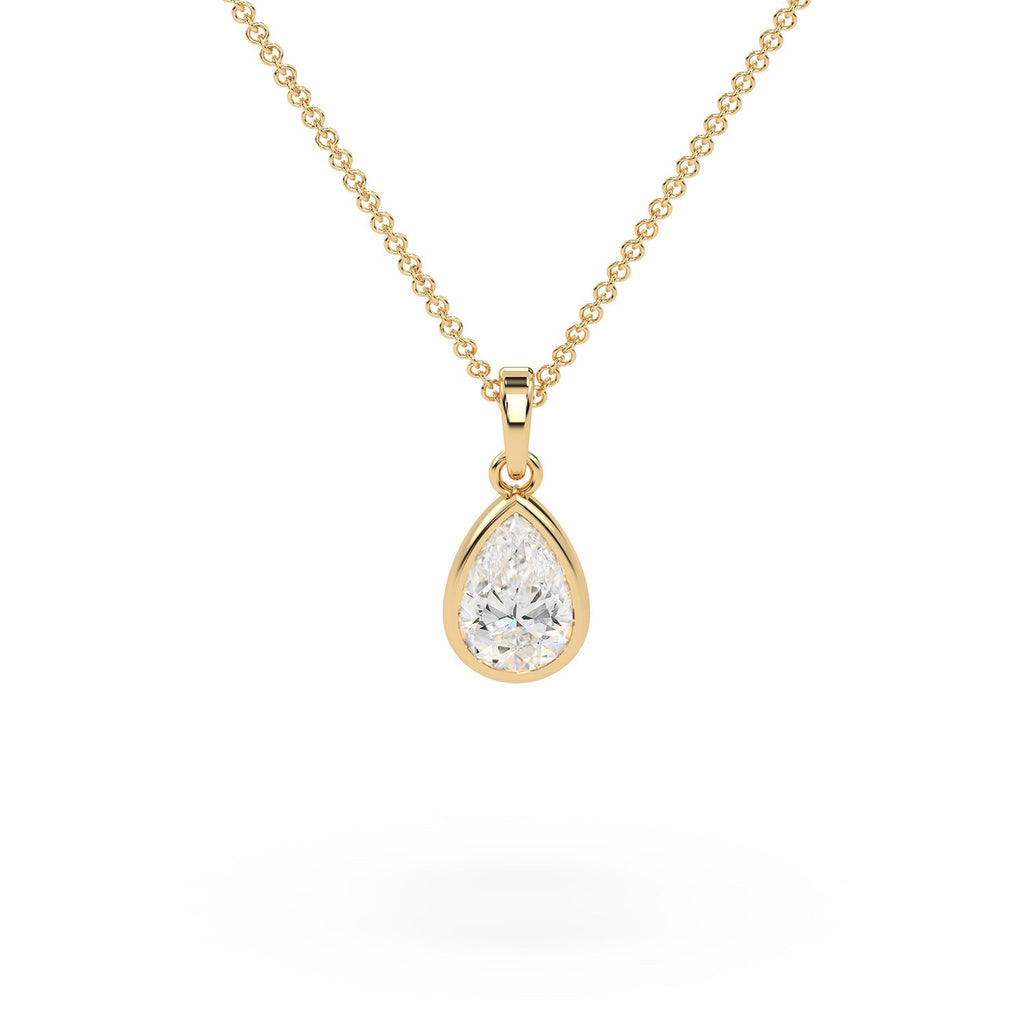 Pear-Shaped Teardrop Bezel Set Lab Grown Diamond Pendant