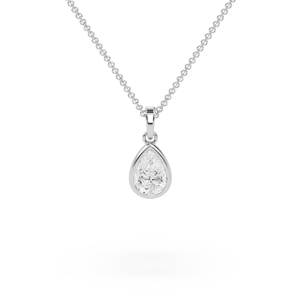 Pear-Shaped Teardrop Bezel Set Lab Grown Diamond Pendant
