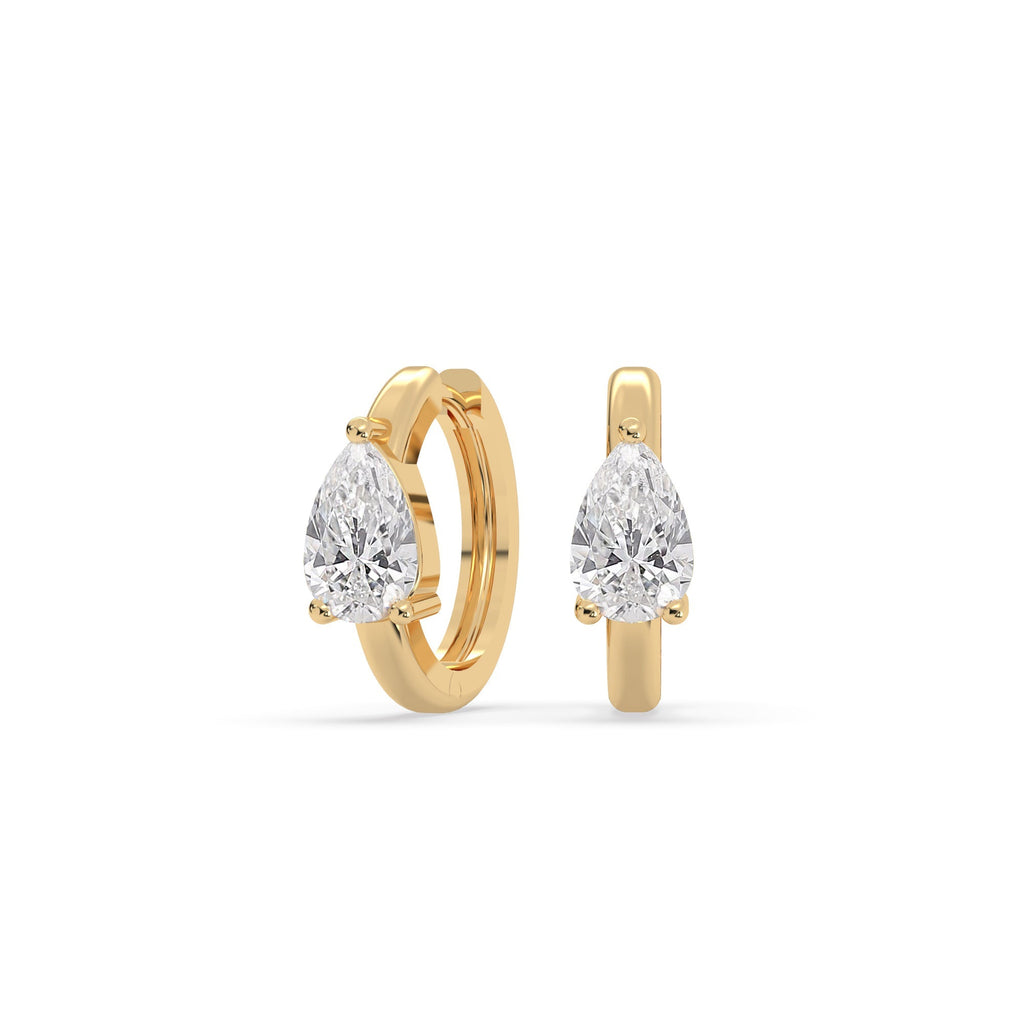 Pear Solitaire Lab Created Diamond Hoop Earrings
