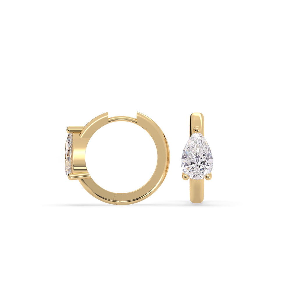 Pear Solitaire Lab Created Diamond Hoop Earrings