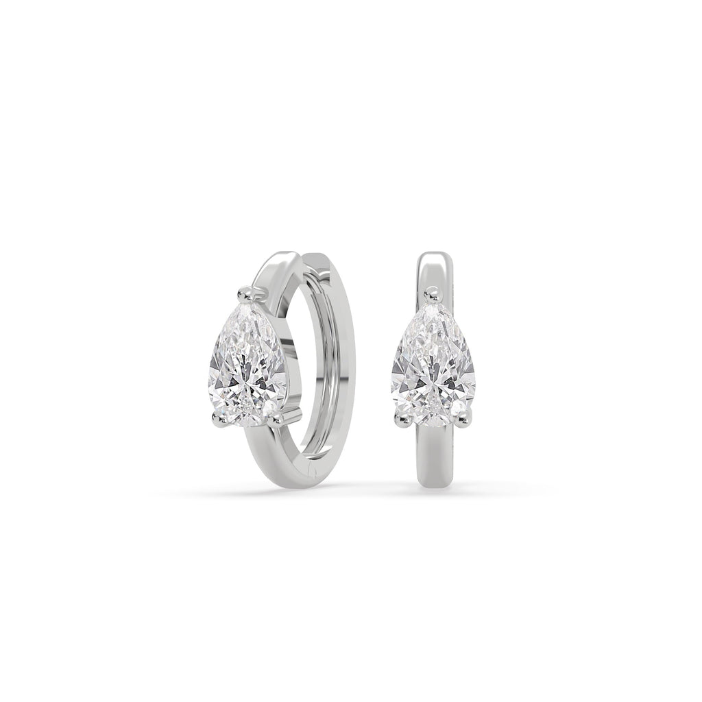 Pear Solitaire Lab Created Diamond Hoop Earrings