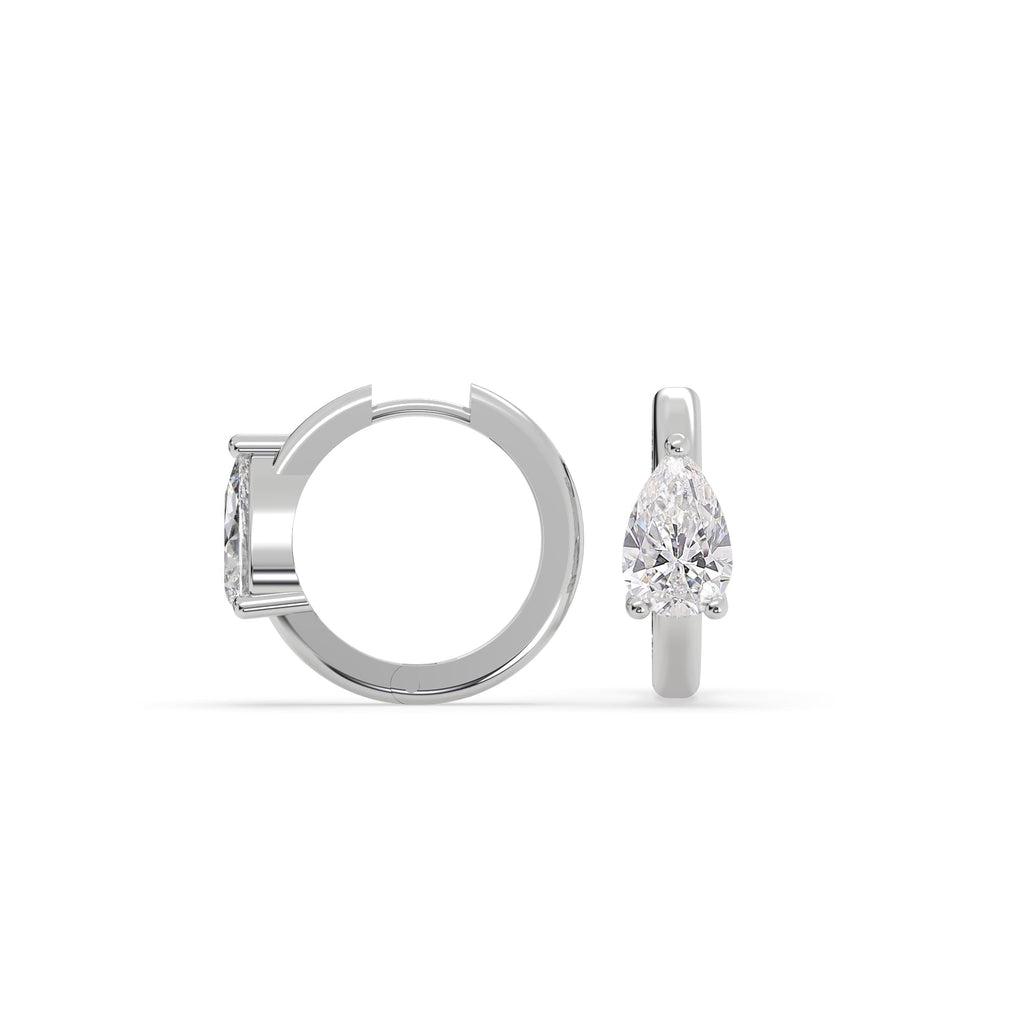 Pear Solitaire Lab Created Diamond Hoop Earrings