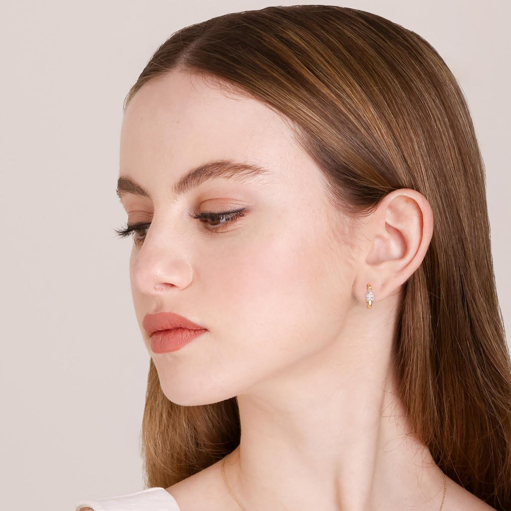 Pear Solitaire Lab Created Diamond Hoop Earrings